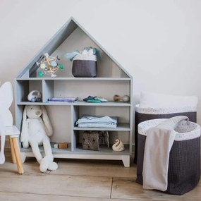 Montessori Ξύλινη Ραφιέρα σε σχήμα Σπιτιού Woodle  Grey + White   85 x 25 x 93cm  WO10010G  Ingvart