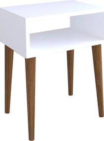 Κομοδίνο Hank λευκό-καρυδί 45x30x60εκ 45x30x60 εκ.