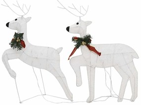 vidaXL Χριστουγεννιάτικοι Τάρανδοι 2 τεμ. με 40 LED Λευκοί