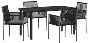 vidaXL Σέτ φαγητού για κήπο 5 pcs Μαύρο Πολυ ράταν