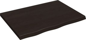 vidaXL Επιφάνεια Τραπεζιού Σκούρο Καφέ 80x60x(2-4)εκ Επεξ. Μασίφ Δρυς