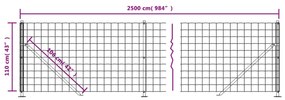 vidaXL Συρματόπλεγμα Περίφραξης Πράσινο 1,1 x 25 μ. με Βάσεις Φλάντζα