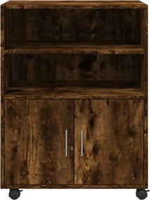 vidaXL Ντουλάπι Με Ροδάκια Καπνιστή Δρυς 60x48x81 εκ. Επεξ. Ξύλο