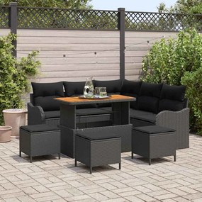 vidaXL Σετ Καναπέ Κήπου 9 pcs Μαύρο συνθετικό ρατάν