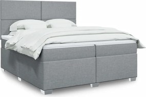 vidaXL Κρεβάτι Boxspring με Στρώμα Ανοιχτό Γκρι 200x200 εκ. Υφασμάτινο