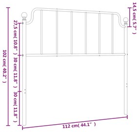vidaXL Κεφαλάρι Μαύρο 107 εκ. Μεταλλικό