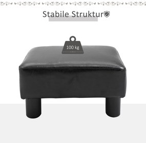 HOMCOM Σκαμπό, σκαμπό με δερματίνη, μοντέρνο σκαμπό, σκαμπό από δερματίνη, οθωμανικό για υπνοδωμάτιο, σαλόνι, Μαύρο