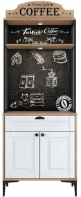 Ντουλάπι Κουζίνας 893RAN4968 70x40x186,4cm White-Oak Μοριοσανίδα, Μελαμίνη