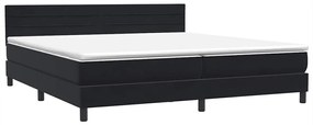 Κρεβάτι Boxspring με Στρώμα Μαύρο 180x210 εκ. Βελούδινο - Μαύρο