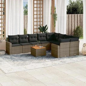 vidaXL Patio Sofa Set 9-θέσια Grey and Dark Grey