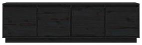Έπιπλο Τηλεόρασης Μαύρο 156x37x45 εκ. από Μασίφ Ξύλο Πεύκου - Μαύρο