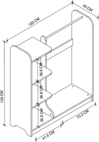 Έπιπλο εισόδου Rozesme Megapap χρώμα pine oak 120x40x135εκ.