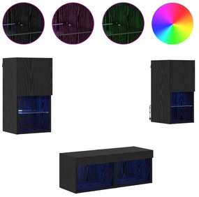 vidaXL Βάσεις τηλεόρασης Επιτοίχιο 4 pcs Μαύρη Οξυά Επεξεργασμένο ξύλο