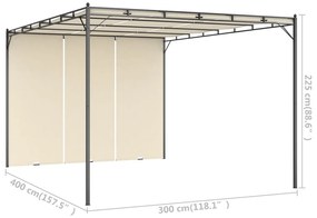 Κιόσκι Κήπου Κρεμ 4 x 3 x 2,25 μ. με Πλαϊνή Κουρτίνα - Κρεμ