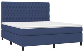 Κρεβάτι Boxspring με Στρώμα &amp; LED Μπλε 180x200 εκ. Υφασμάτινο - Μπλε