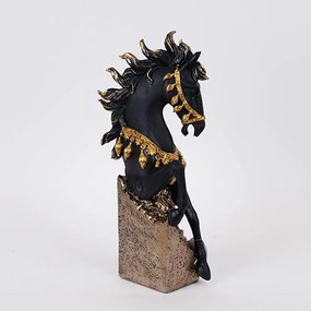 Διακοσμητικό Άλογο 752-11632 17x10x36cm Black-Gold Estheti Home Πολυρεσίνη