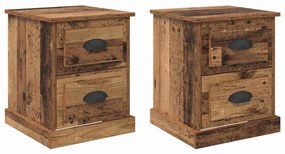 vidaXL Κομοδίνο 2 pcs Παλαιό ξύλο 39 x 39 x 47.5 εκ Επεξεργασμένο ξύλο