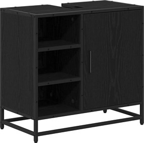 vidaXL Σετ Επίπλων Μπάνιου με ράφι 3 pcs Μαύρη Οξυά Επεξεργασμένο ξύλο