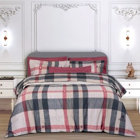Σεντόνια 2194 (Σετ 4τμχ) Grey-Beige-Red Greenwich Polo Club Υπέρδιπλo 240x260cm 100% Βαμβακοσατέν