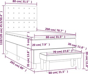 vidaXL Κρεβάτι Boxspring με Στρώμα Taupe 80x200 εκ. Υφασμάτινο