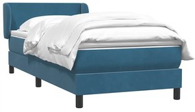 vidaXL Κρεβάτι Boxspring με Στρώμα Σκούρο Μπλε 100x210 εκ. Βελούδινο