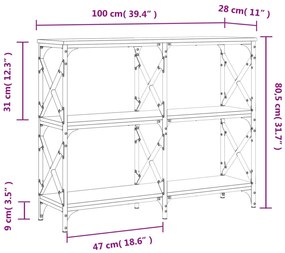 Τραπέζι Κονσόλα Sonoma Δρυς 100 x 28 x 80,5 εκ. Επεξεργ. Ξύλο - Καφέ