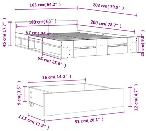 ΠΛΑΙΣΙΟ ΚΡΕΒΑΤΙΟΥ ΜΕ ΣΥΡΤΑΡΙΑ ΓΚΡΙ SONOMA 160X200ΕΚ. ΕΠΕΞ. ΞΥΛΟ 3280739