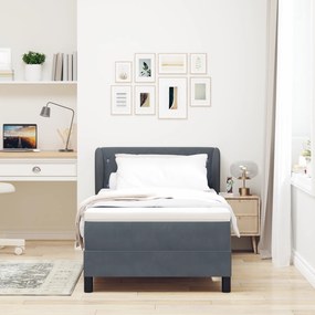 vidaXL Κρεβάτι Box Spring με Στρώμα Σκούρο Γκρι 90x200 cm Βελούδο