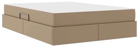 vidaXL Κρεβάτι με αποθηκευτικό χώρο και στρώμα 2 pcs Καπουτσίνο Δέρμα