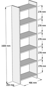 Βιβλιοθήκη Μελαμίνης Sonoma-Λευκό 48,5x22x160Υ Εκ.