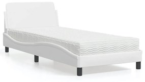 Κρεβάτι με Στρώμα Dover Λευκό 90x190 εκ. από Συνθετικό Δέρμα