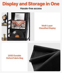 VEVOR 3-Tier Record Player Stand Metal Vinyl Record Stand up to 280 Album Black