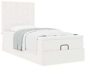 Οθωμανικό κρεβάτι με στρώμα Λευκό 100x200cm Faux Leather