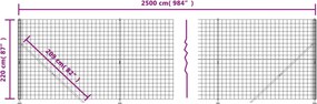 vidaXL Συρματόπλεγμα Περίφραξης Πράσινο 2,2 x 25 μ. με Βάσεις Φλάντζα