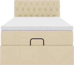 vidaXL Οθωμανικό κρεβάτι με στρώμα Cream 90x200cm ύφασμα