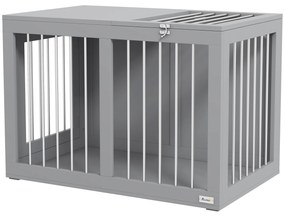 PawHut Κλουβί σκύλου, κουτί μεταφοράς σκύλου, 2 πόρτες, κλειδώματος, ατσάλινο πλέγμα, 80 cm x 50 cm x 56,5 cm, Γκρι