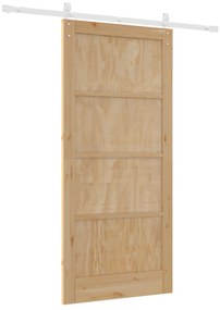 vidaXL Συρόμενη Πόρτα με Σετ Εξαρτημάτων 93x202 εκ. Στερεό Ξύλο Πεύκου