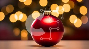 Intra Συλλεκτικό Ξύλινο Παζλ Plywood  4mm - Κόκκινη μπάλα στολίδι στο τραπέζι με φώτα Bokeh Σε Ξύλινο Κουτί - Διαστάσεις: 10x10 cm – 25 κομμάτια