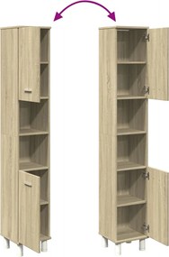 vidaXL Ντουλάπι Μπάνιου Sonoma Δρυς 30,5x30x179 εκ. από Επεξεργ. Ξύλο