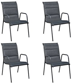 vidaXL Σετ Τραπεζαρίας Εξωτερικού Χώρου 5 Τεμαχίων Μαύρο Ατσάλινο