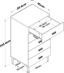 Συρταριέρα Λευκό BROMON 55.4x45x105.4