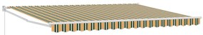 vidaXL Αντιανεμικό Αναδιπλούμενα Striped Πράσινο και κίτρινο 4,5 x 3 μ