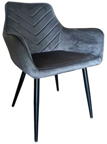 Καρέκλα Τραπεζαρίας ArteLibre FLORITA Γκρι/Μαύρο Βελούδο/Μέταλλο 55x57x84cm