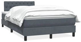 vidaXL Κρεβάτι Boxspring με Στρώμα Σκούρο Γκρι 120x210 εκ. Βελούδινο