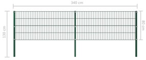 vidaXL Πάνελ Περίφραξης με Στύλους Πράσινο 3,4 μ. Σιδερένιο