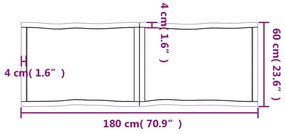 Επιφ Τραπεζιού Αν Καφέ 180x60x(2-6)εκ.Ακατέργ. Μασίφ Ξύλο Δρυός - Καφέ
