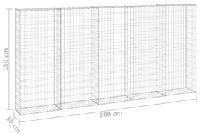 vidaXL Συρματοκιβώτιο Τοίχος 300x30x150 εκ. Γαλβαν.Χάλυβας + Καλύμματα