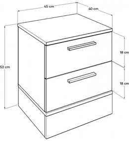 Κομοδίνo Base Megapap χρώμα λευκό - sonoma 45x40x52εκ.
