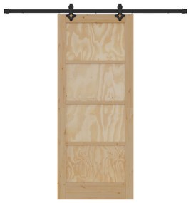 vidaXL Συρόμενη Πόρτα με Σετ Συστήματος 83x202 cm Συμπαγές Ξύλο Πεύκου