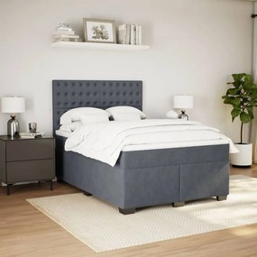 ΚΡΕΒΑΤΙ BOXSPRING ΜΕ ΣΤΡΩΜΑ ΣΚΟΥΡΟ ΓΚΡΙ 160X200 ΕΚ. ΒΕΛΟΥΔΙΝΟ 3293267